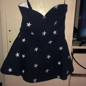 strapless blue top with stars